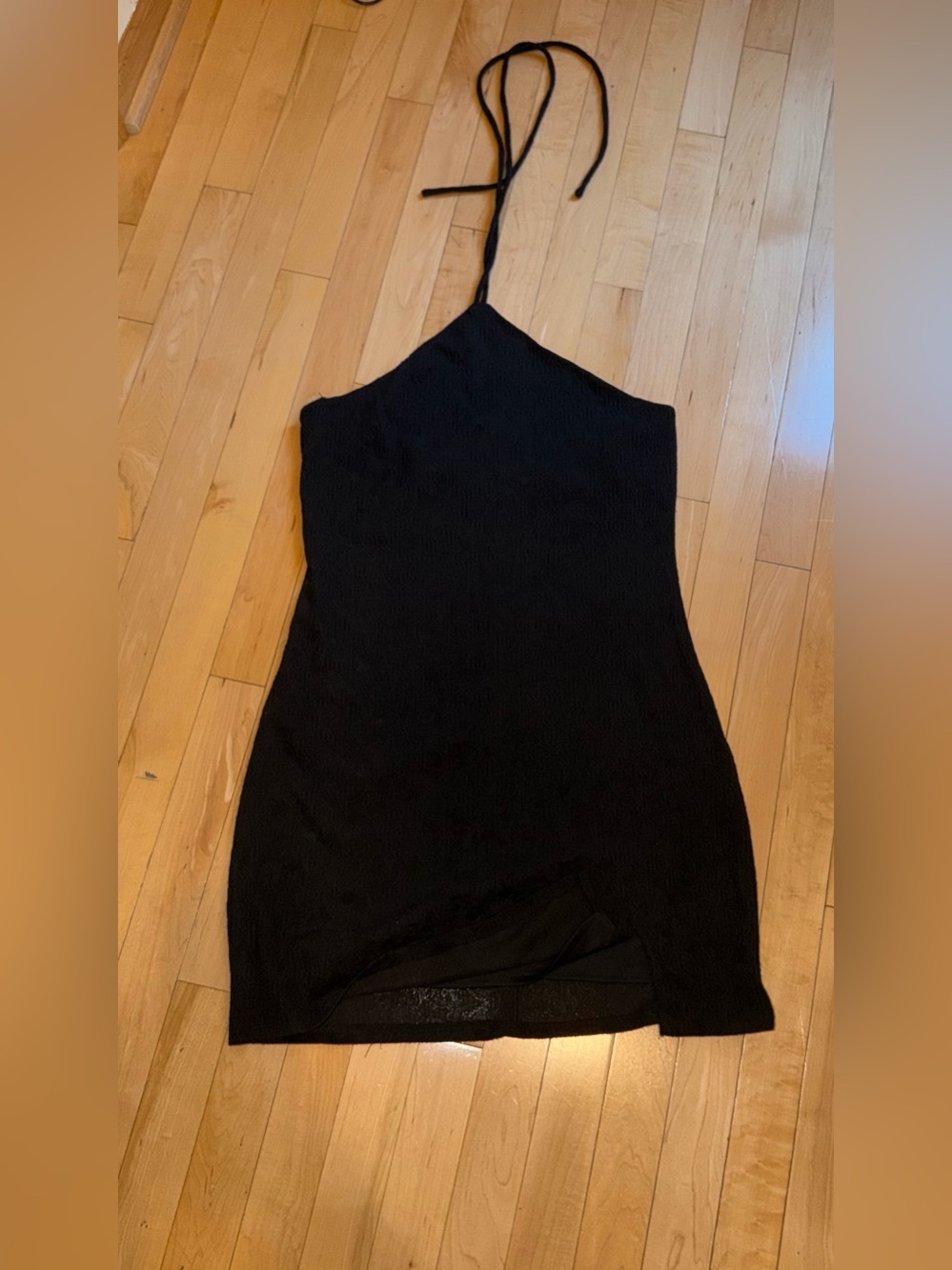 Wild Fable Black Textured Halter Mini Dress Size  Large NWOT